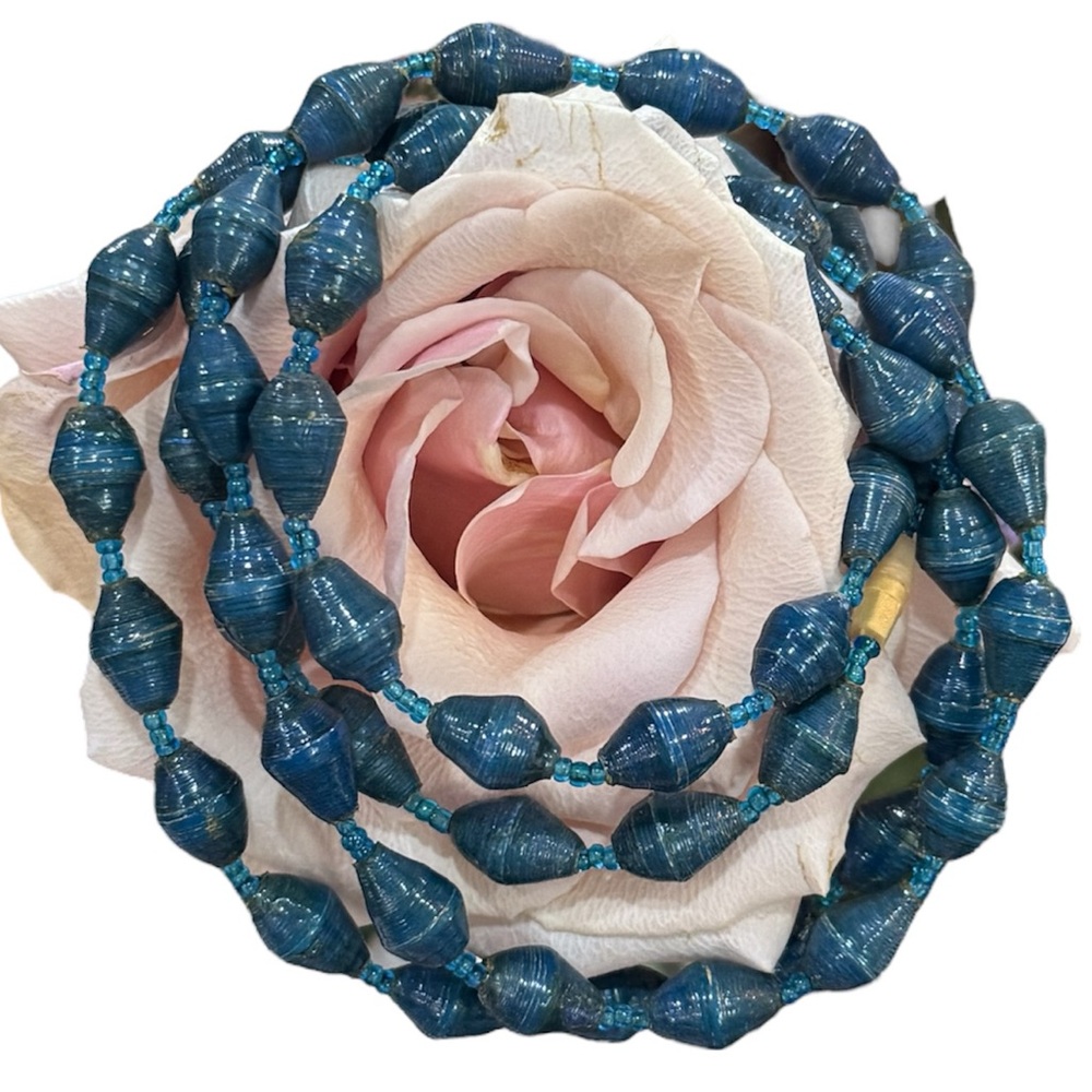TEAL‎ TURQOISE AFRICAN BEAD NECKLACE